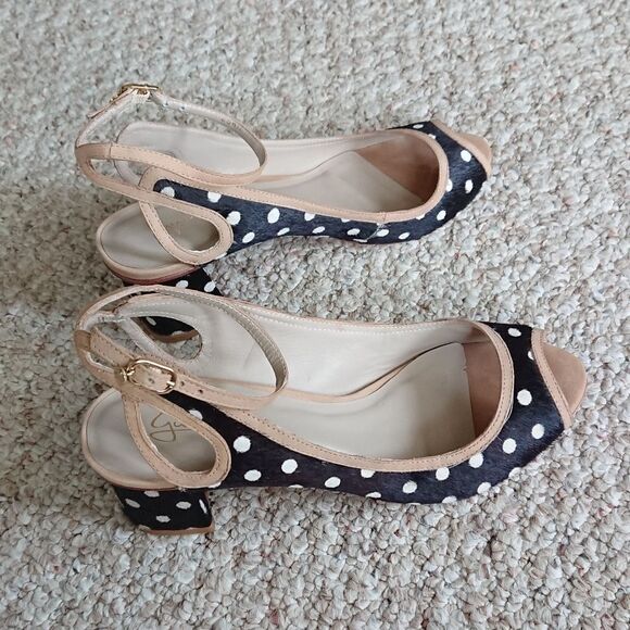 Anthropologie Guilhermina Rita Pony Hair Peep Toe heeled sandal size 6M